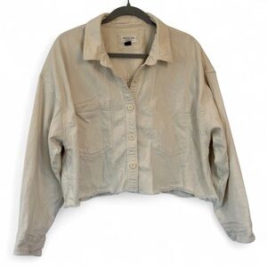 American Eagle Canvas Cropped Jacket Cream Beige White XXL Womens Cotton